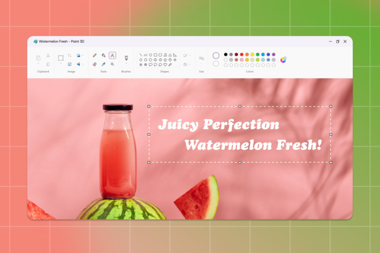 A user adding text to a photo using Microsoft Photos on Windows 10