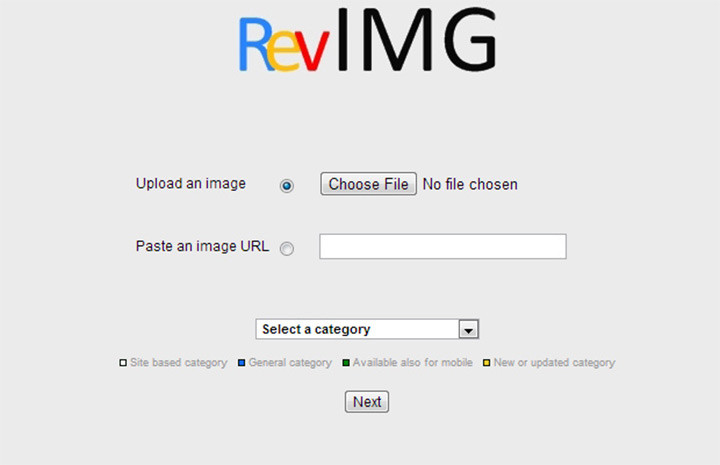 RevIMG Reverse Search Engine Homepage Screenshot