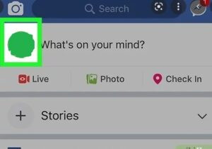 Profile picture in the top left-hand corner of the screen