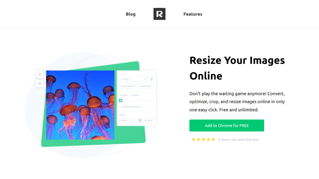 Resize images online using the Resizing App Chrome extension
