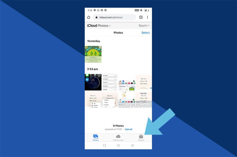 Creating a new album in iCloud Photos to easily access specific photos on an Android device