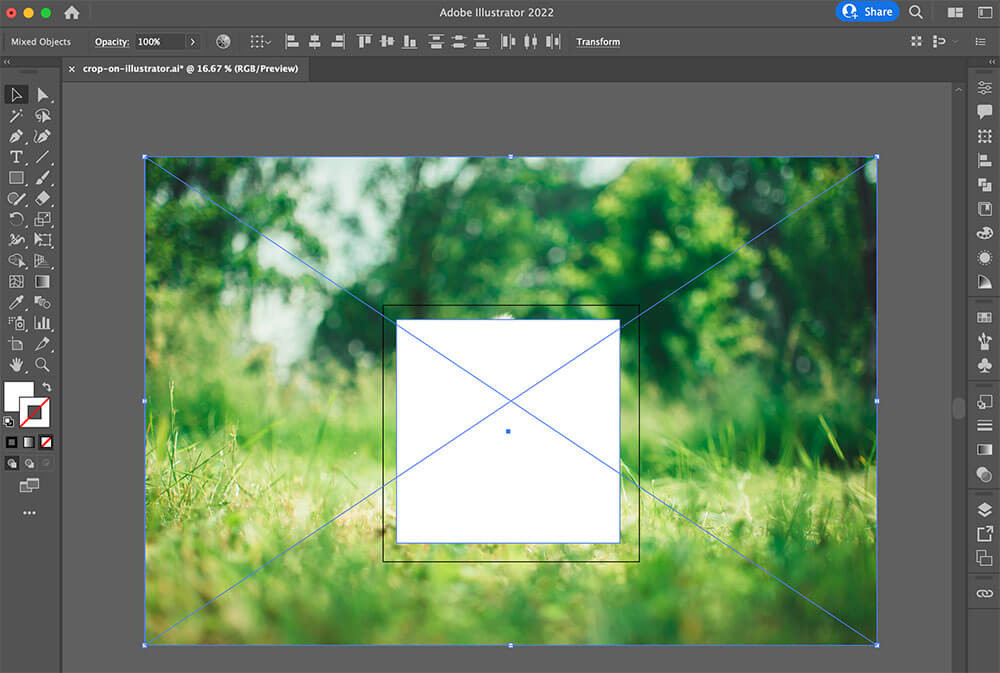 Select both image and shape for Opacity Mask