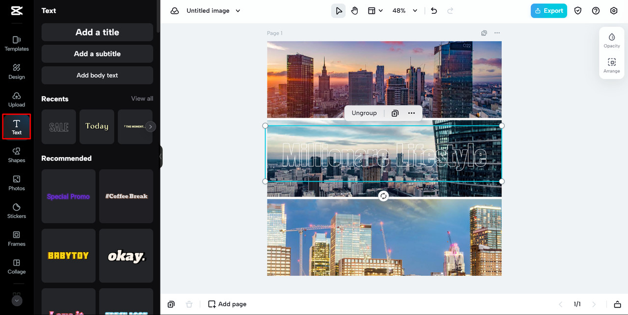 Adding Captions and Descriptions in CapCut for Collage Enhancement