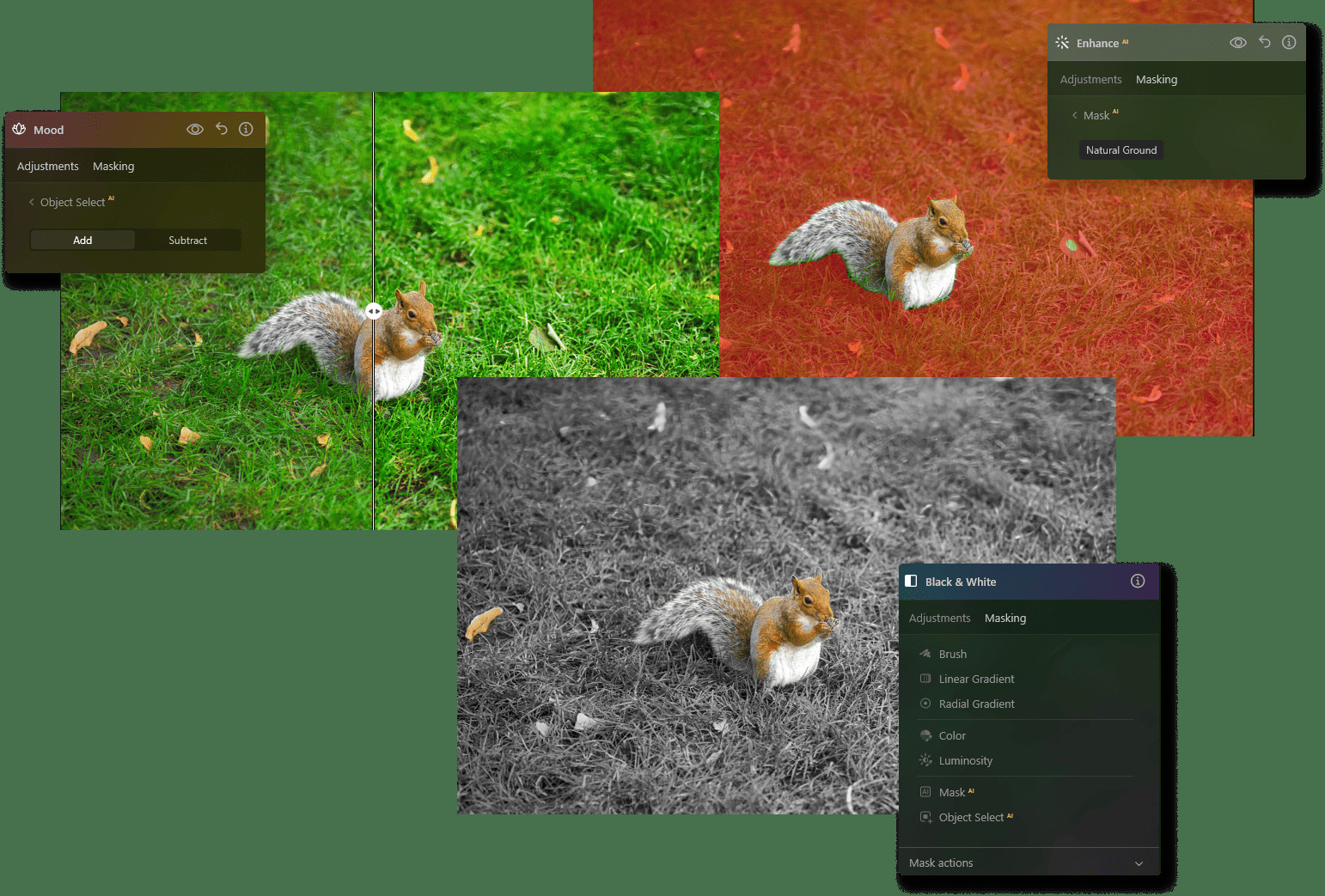 Luminar Neo displaying a variety of photo masking types.