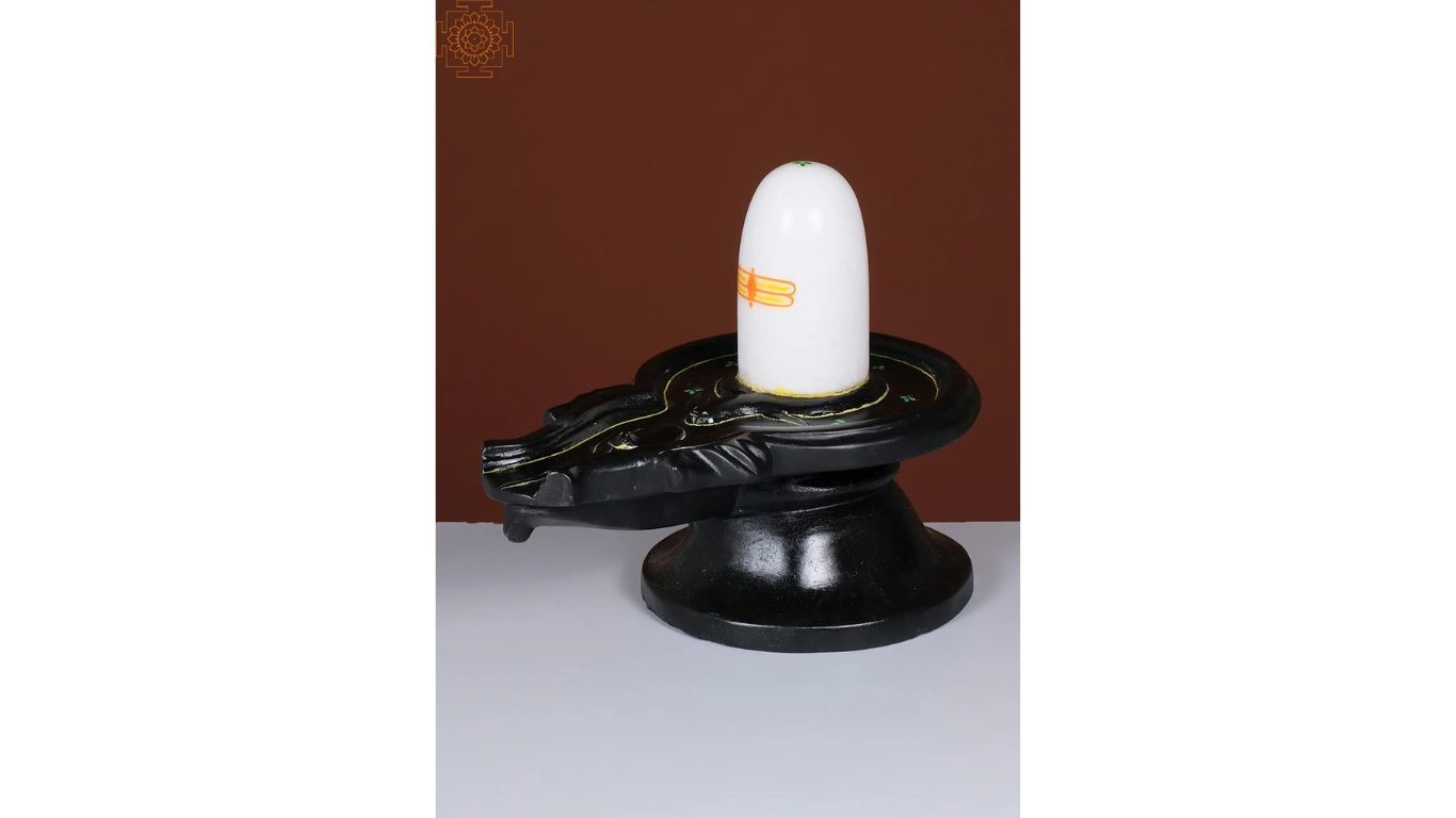 Black and White Marble Shiva Linga Handmade Lingam Pooja Shivling