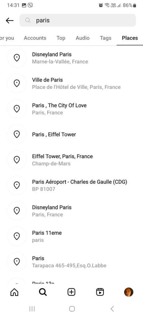 Instagram Location search example
