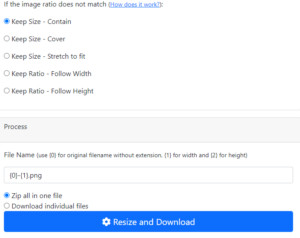 Screenshot of choosing aspect ratios in the Bulk Image Resize plugin