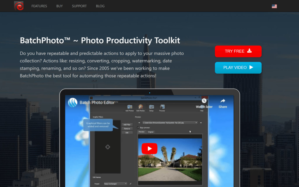 Screenshot of the BatchPhoto homepage for download