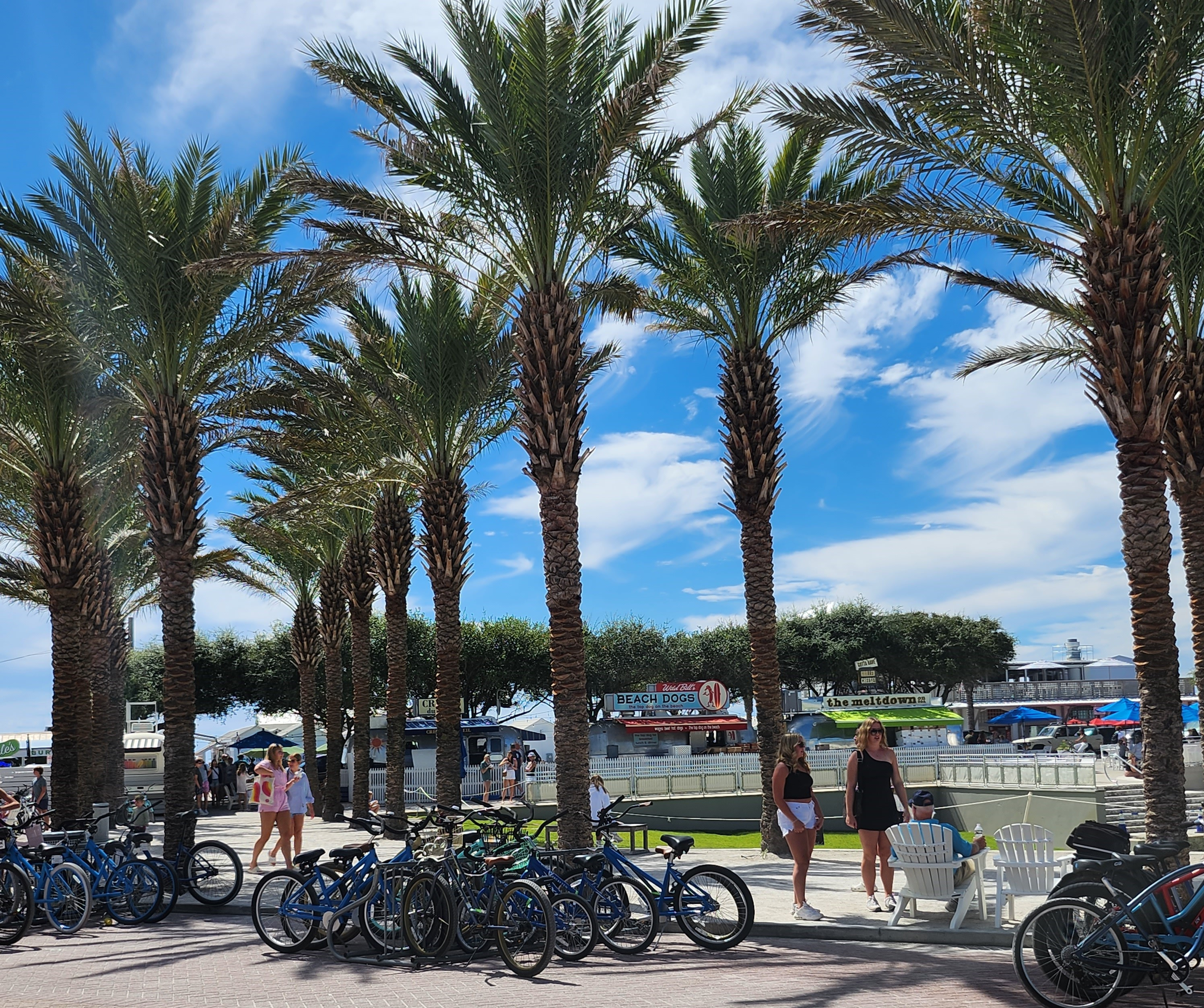 The &quot;Village&quot; of Food Trucks in The Distance Beyond The Town Center