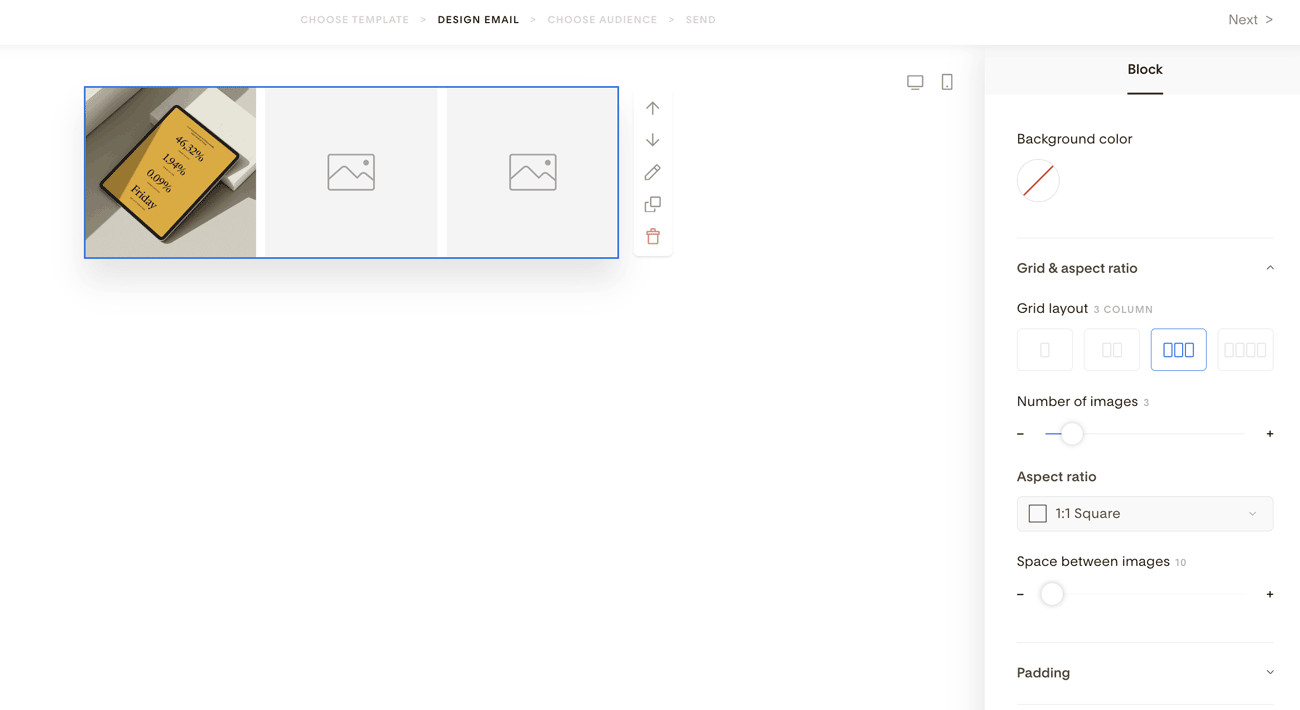 Displaying multiple images in a row using Flodesk's grid options