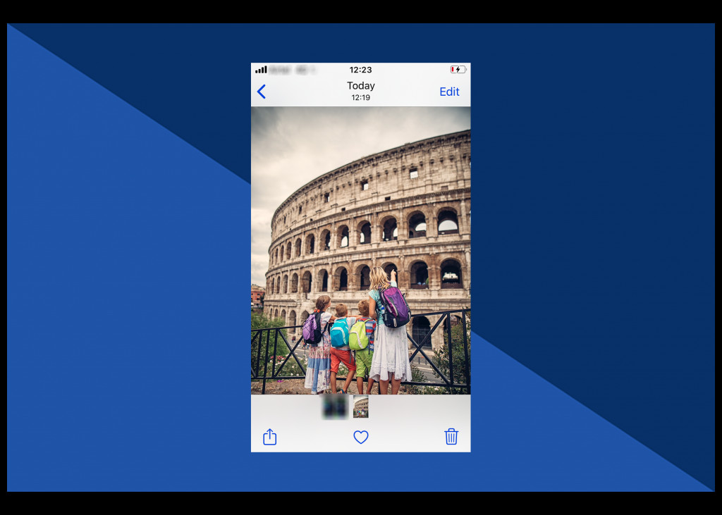 Open photo to be shared from iPhone for AirDrop transfer to iPad