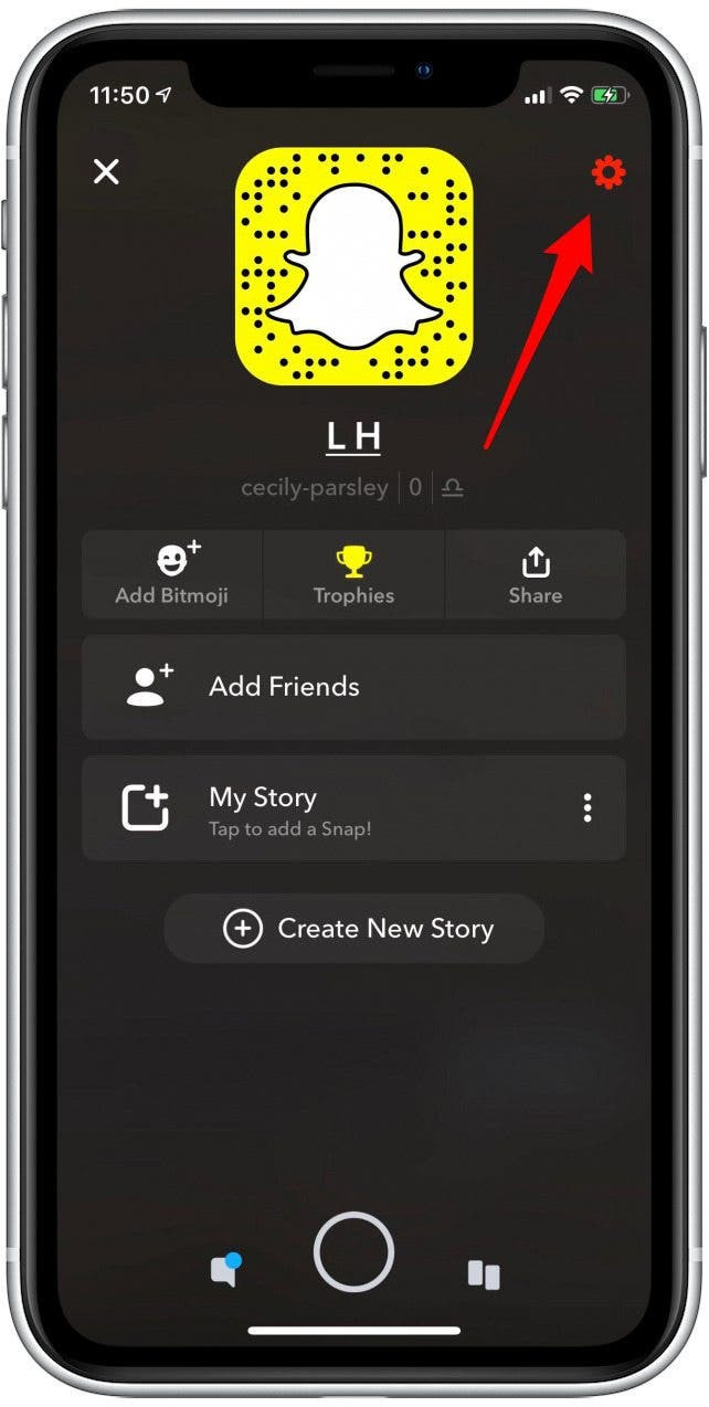 Snapchat settings icon