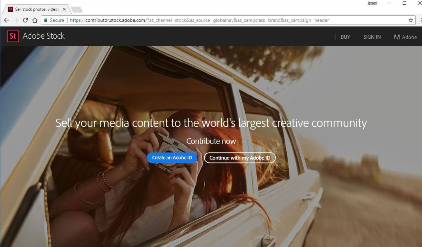 The home page of Adobe Stock.