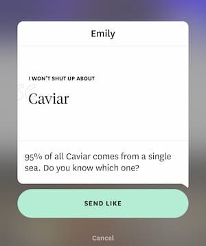 Trivia answer comment example: Person mentioning caviar with a trivia question