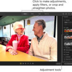 Photos editing view on Mac with adjustment tools highlighted