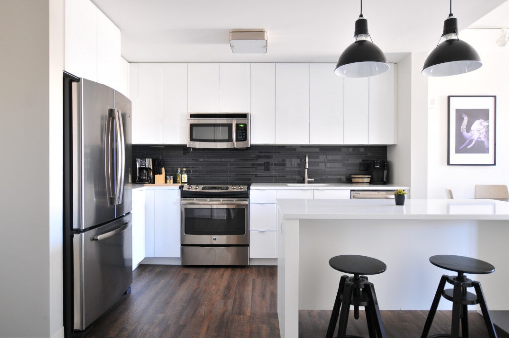 Apartment interior photography image with light glare