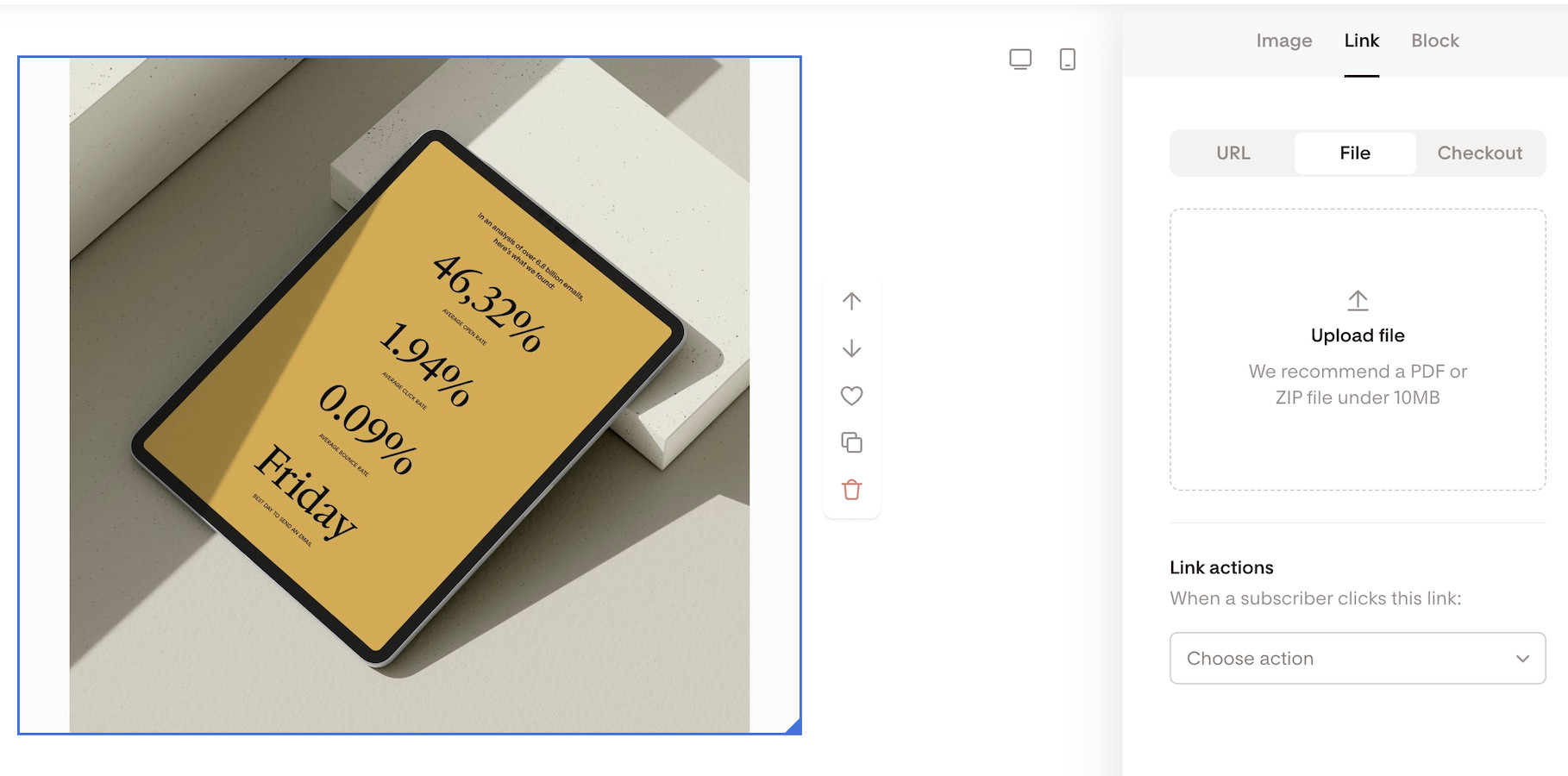 Attaching a file to an image in Flodesk for subscriber access