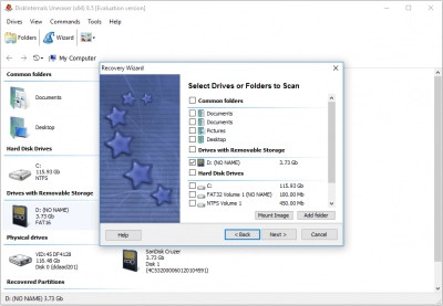 DiskInternals Uneraser drive selection