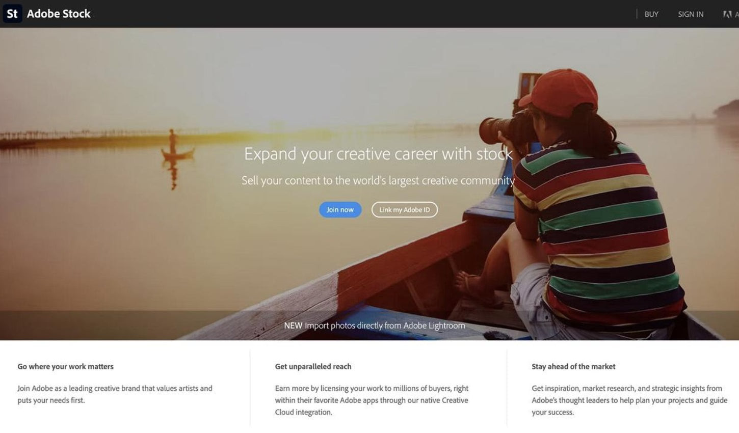 The home page of creating Adobe ID on Adobe Stock.