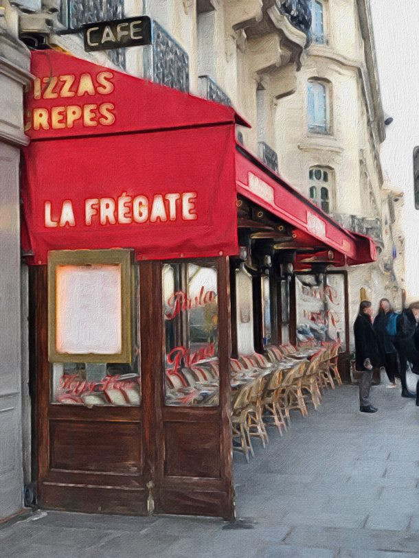 French cafe transformed with a painterly app