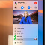 Person using the background during a FaceTime call on Macbook.