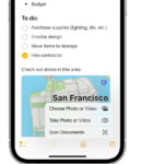 iPhone Notes interface displaying the share icon and copy photo option.