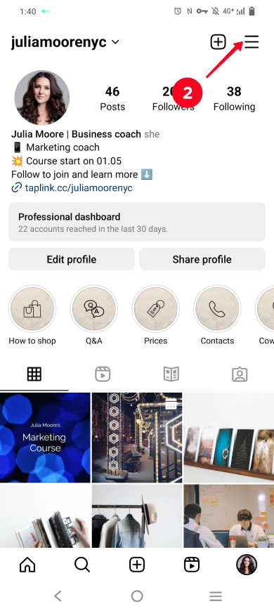 Instagram Your Activity Menu