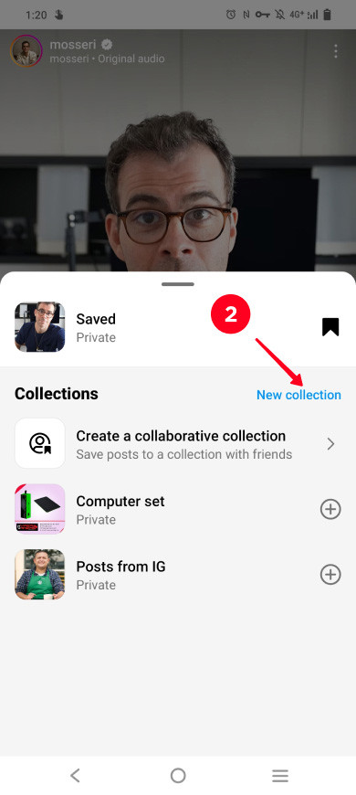 Instagram save icon indicating how to save a post to a collection
