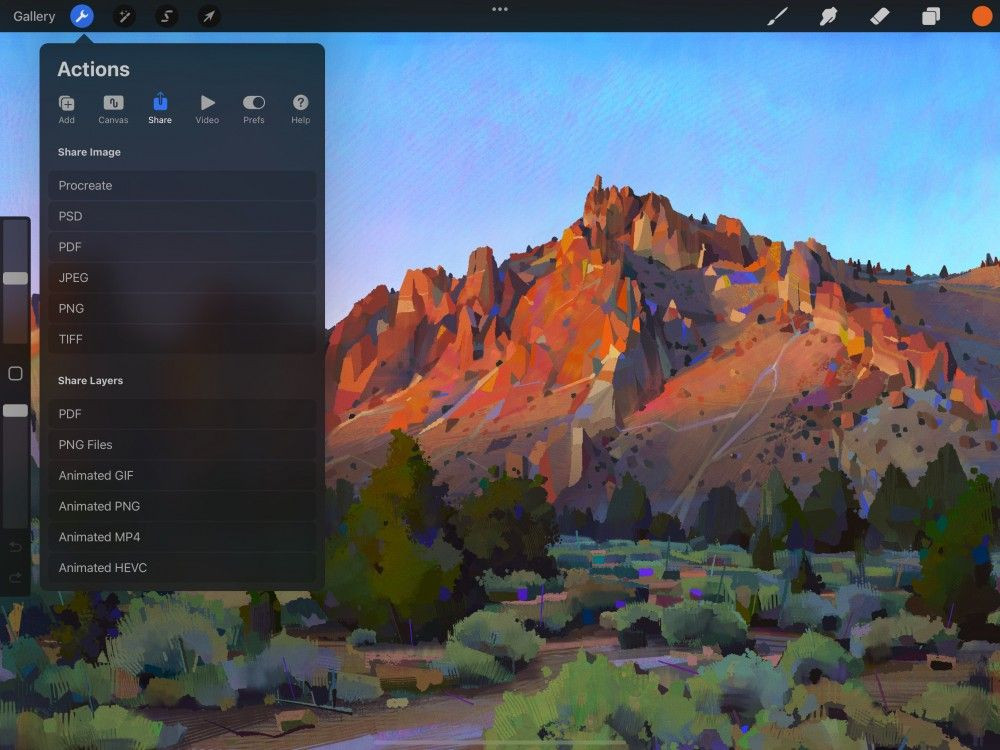 Accessing Procreate's Share Menu