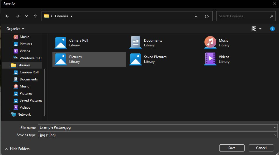 Screenshot of File Explorer showing the Save as Type options