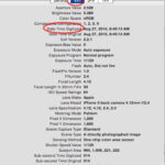 Preview image with EXIF metadata displayed in the Inspector window on macOS
