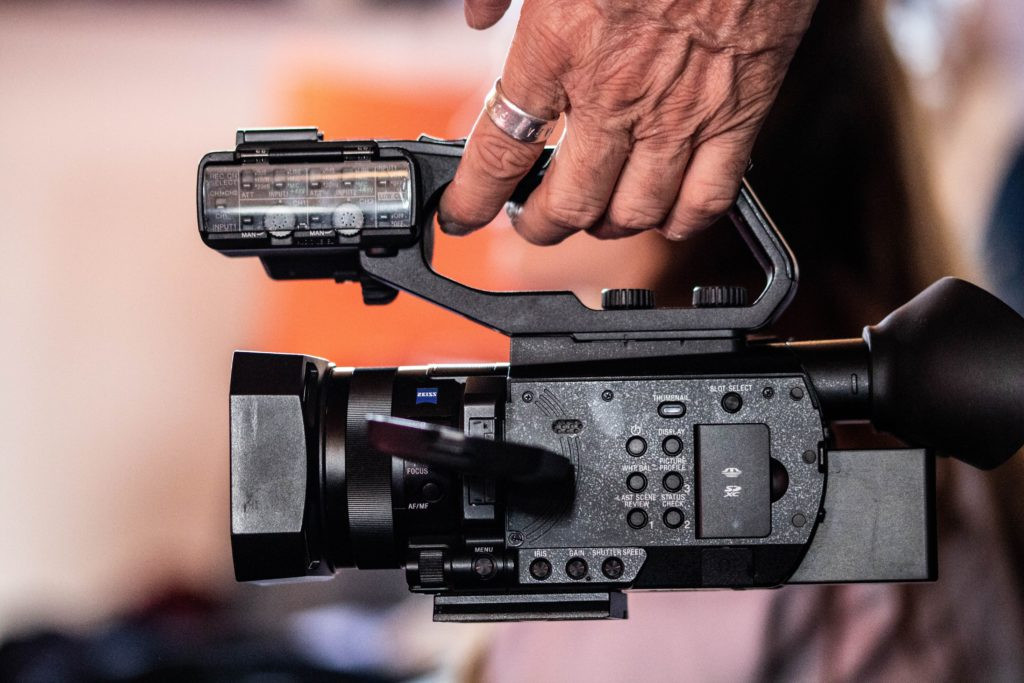 An antique video camera, a relic from the early days of motion picture technology