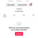 Tapping the + button in TikTok app showcases how to initiate the slideshow creation process within the app.