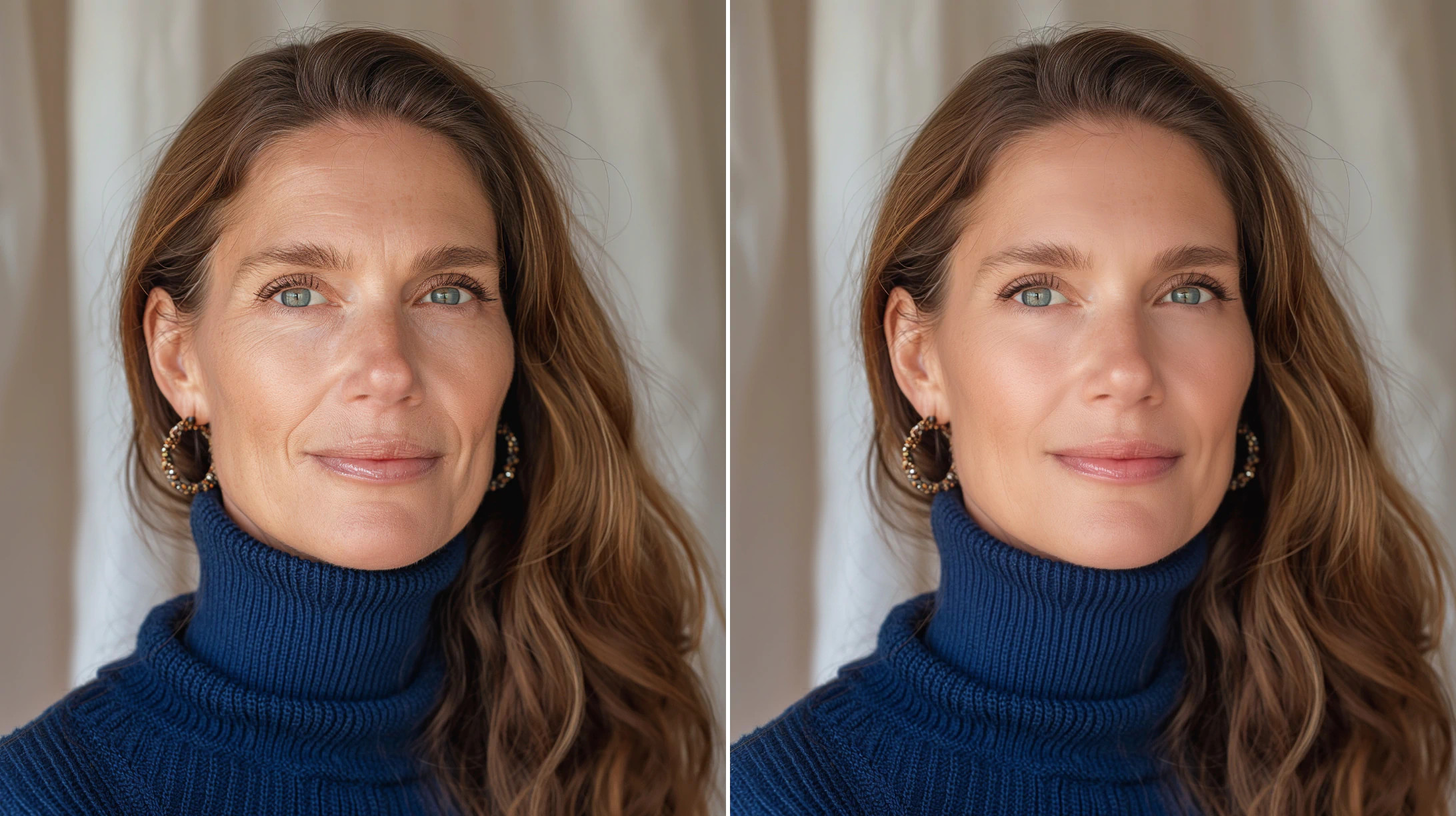 AI Photo Enhancement, smoothing wrinkles in photography editing