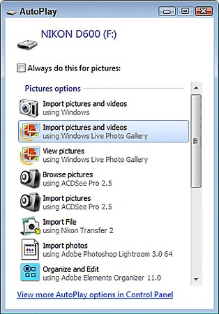 Windows 7 initial transfer options