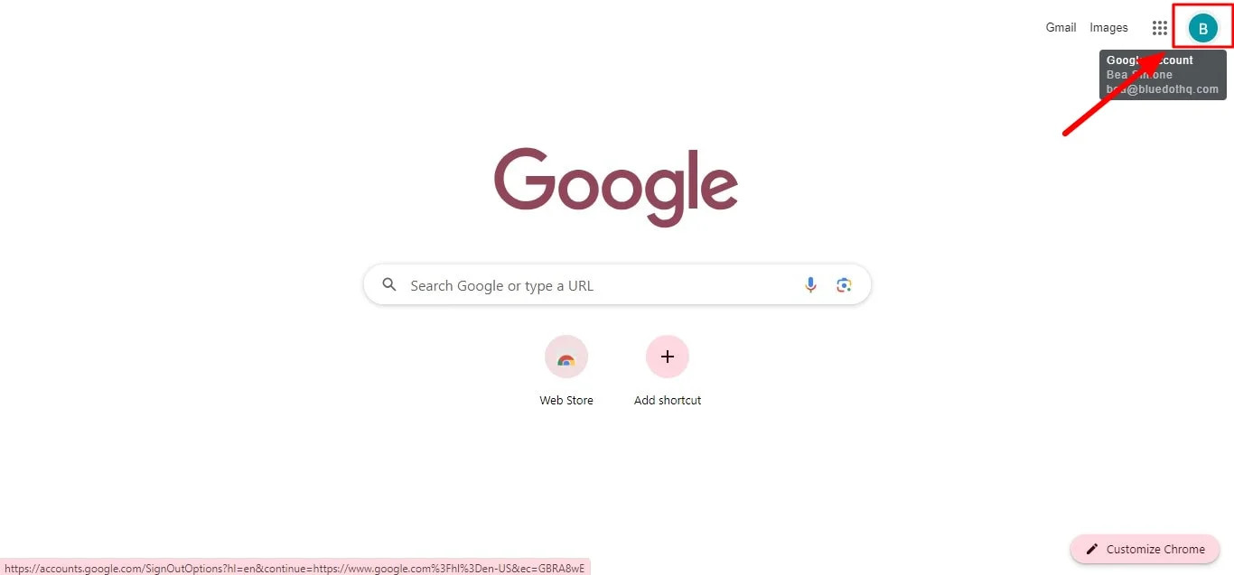 Google profile settings on a computer with the account signed in
