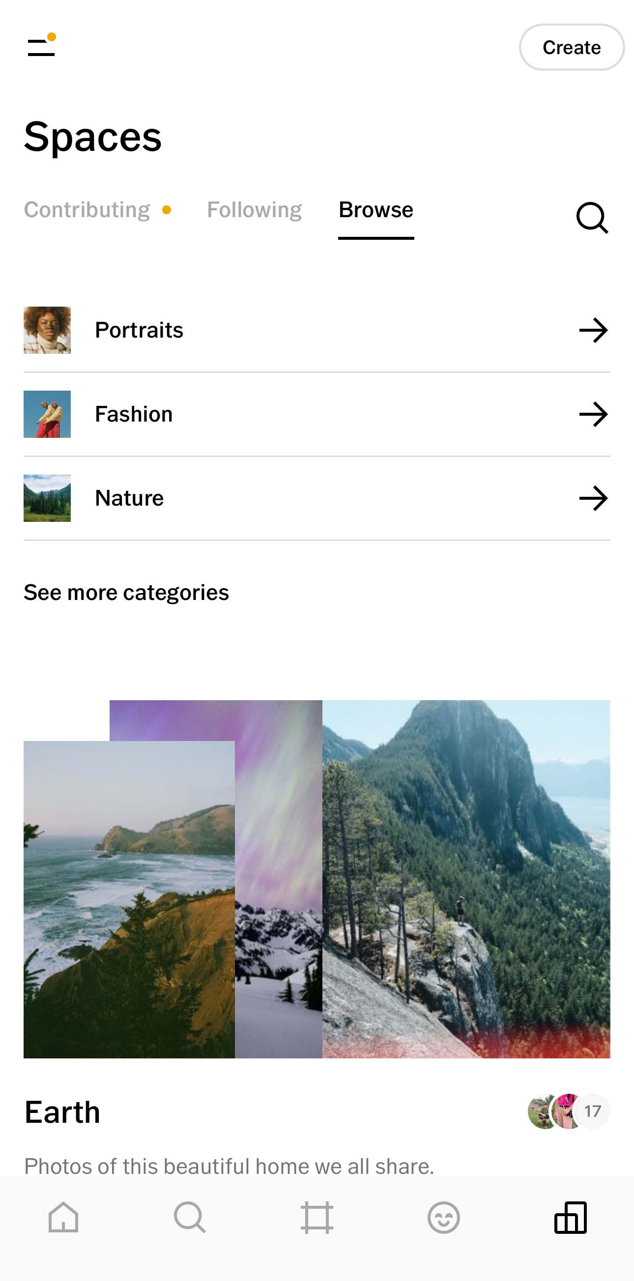 VSCO Spaces showcasing different communities and themes