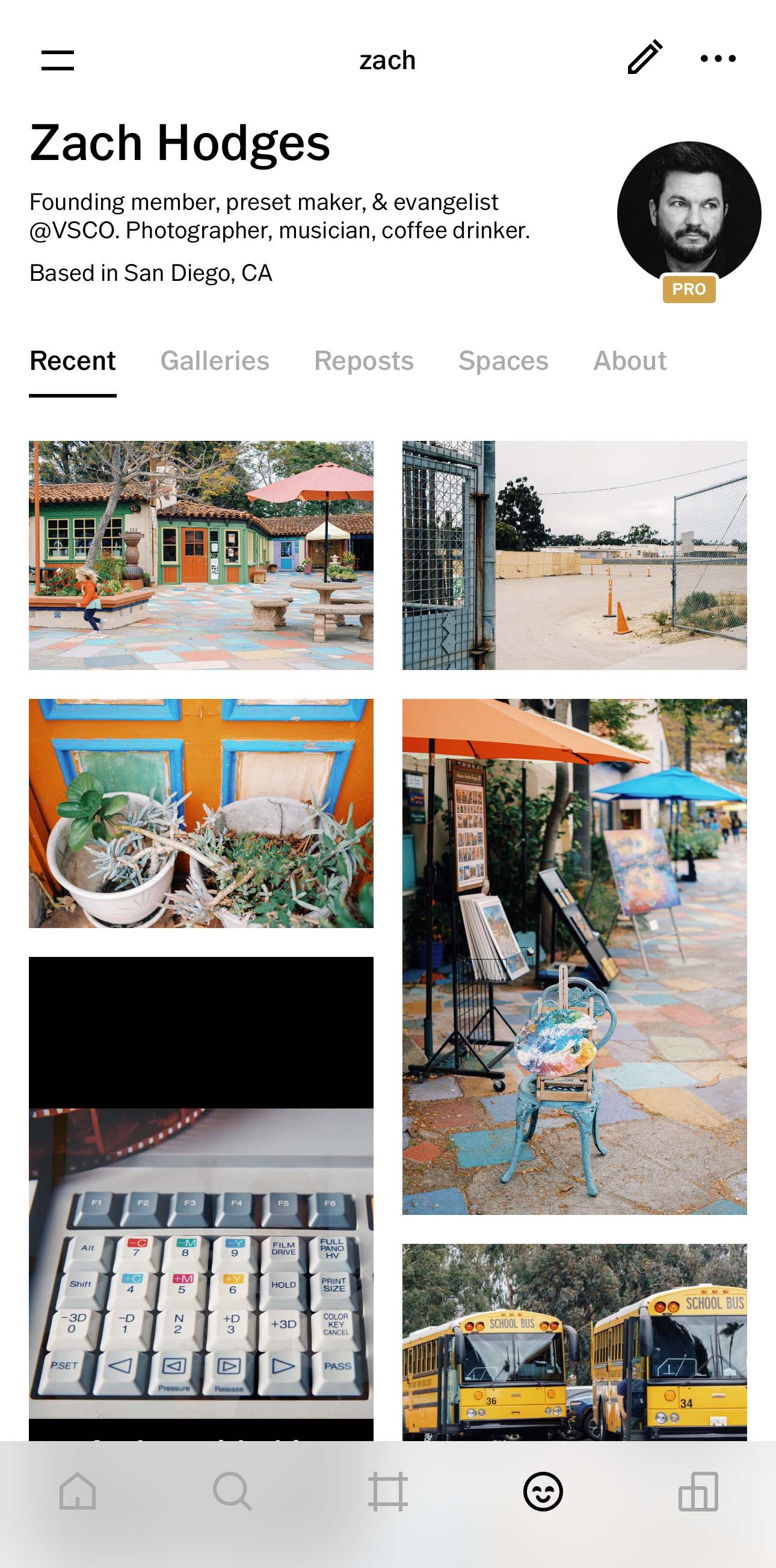 VSCO Profile showcasing published images and user information