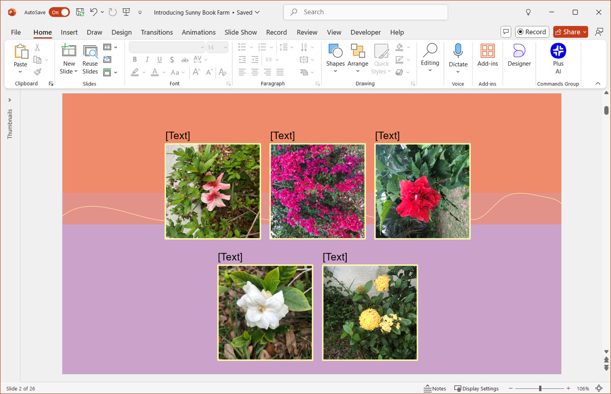 Applying a picture grid layout to create a photo collage in PowerPoint