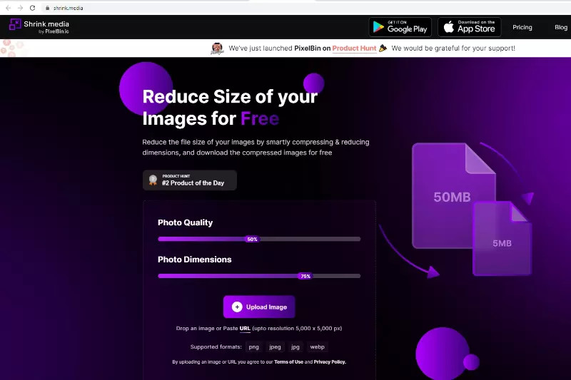 Shrink Media's Homepage for Image Compression
