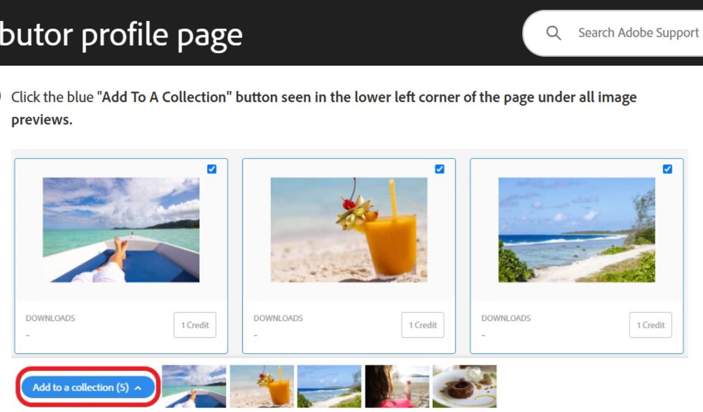 Create featured collections of your uploaded assets on Adobe Stock.