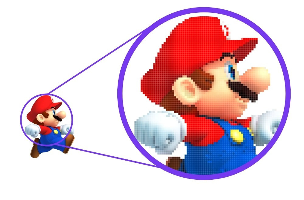 Zooming in on an image reveals pixelation