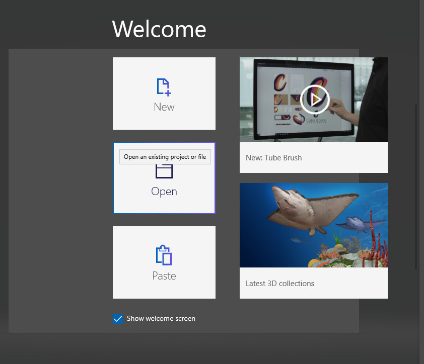 Screenshot of launching Paint 3D