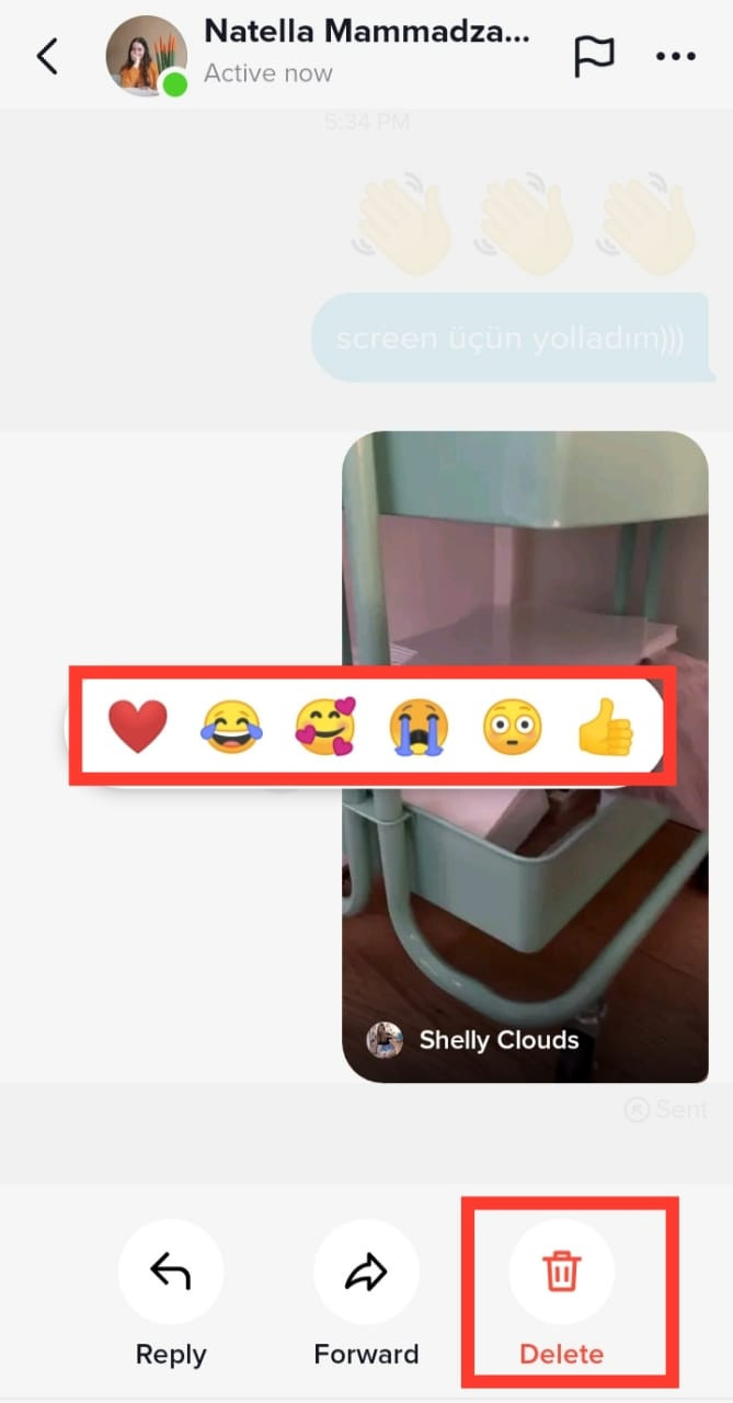A phone showing the TikTok app interface with a direct message window open, displaying options to send photos and videos, with a focus on high-quality image sharing.