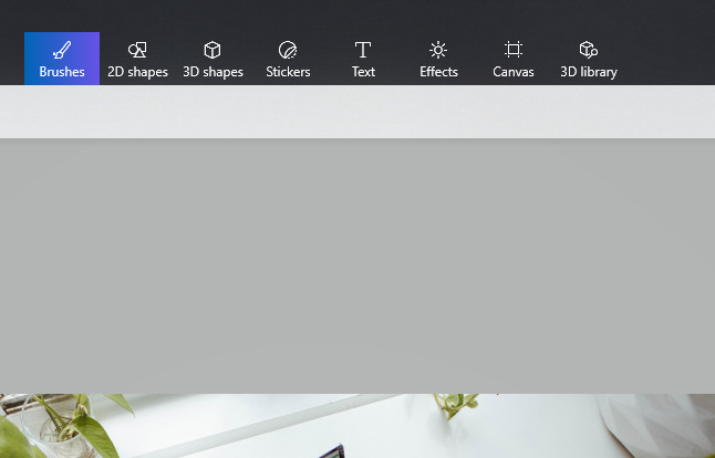 Screenshot of choosing Canvas from Paint 3D