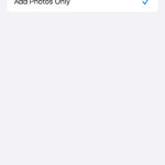 Granting Instagram access to photos on iPhone via Settings > Privacy & Security > Photos menu, illustrating Full Access and Selected Photos options.