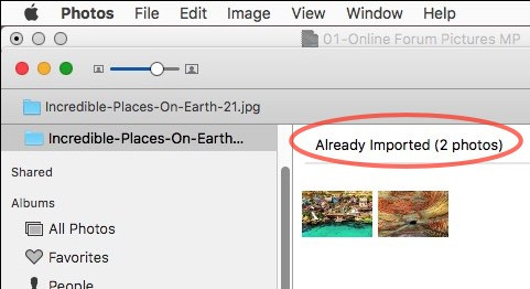 Photos App Warning About Duplicate Import