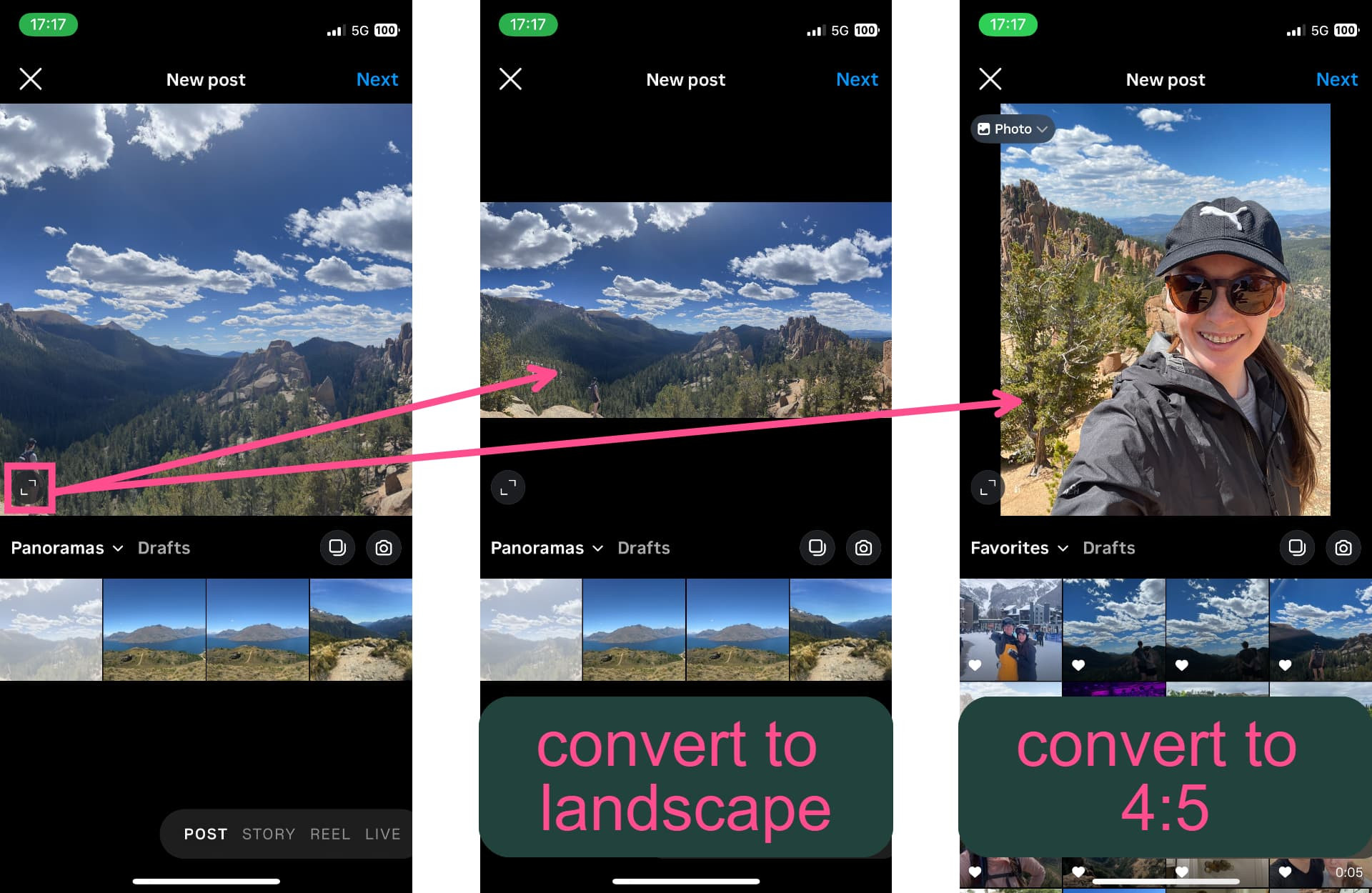 Aspect Ratio Button on Instagram