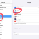 Facebook privacy settings in iOS, showing the Photos option with access set to "All Photos."