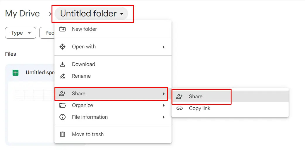 Sharing photos in Google Drive